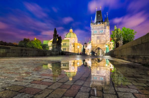 Charles Bridge in Prague, Czech Republic at night Charles Bridge in Prague, Czech Republic at night